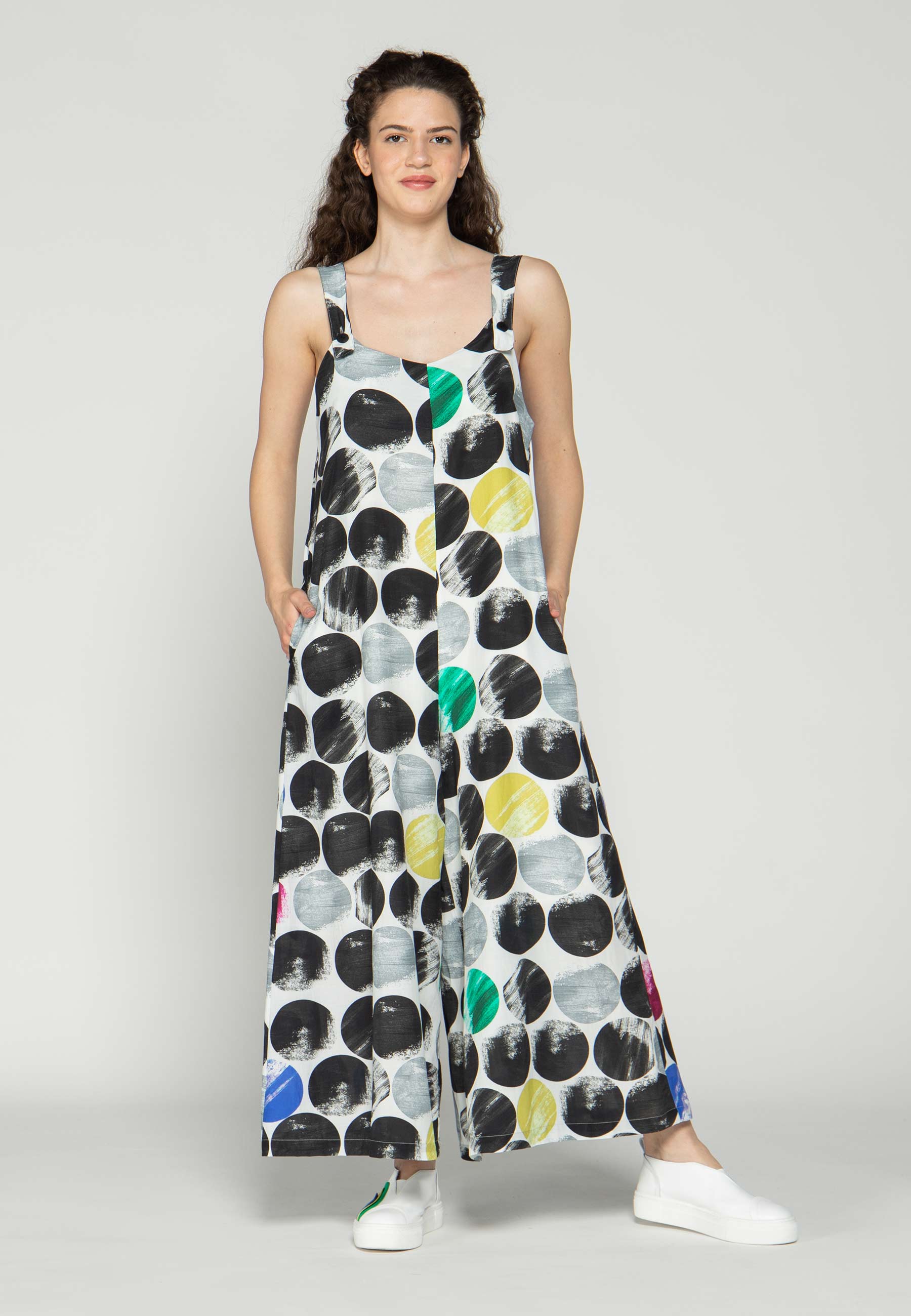 Water Dot Print Bib Overalls