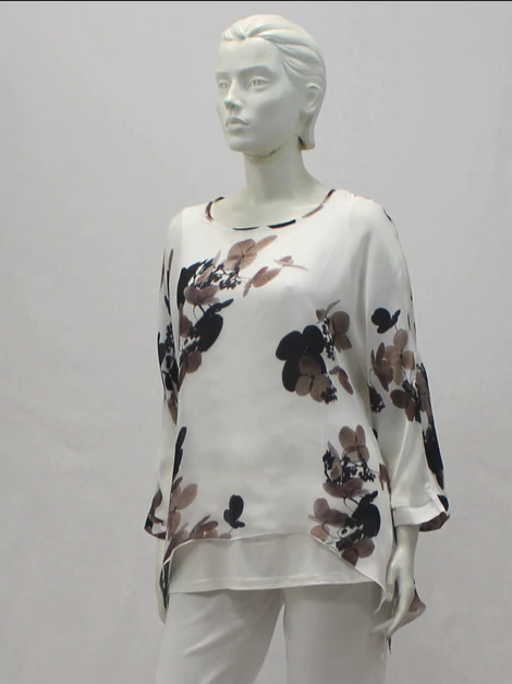 Printed Chiffon 3/4 Slv Tunic
