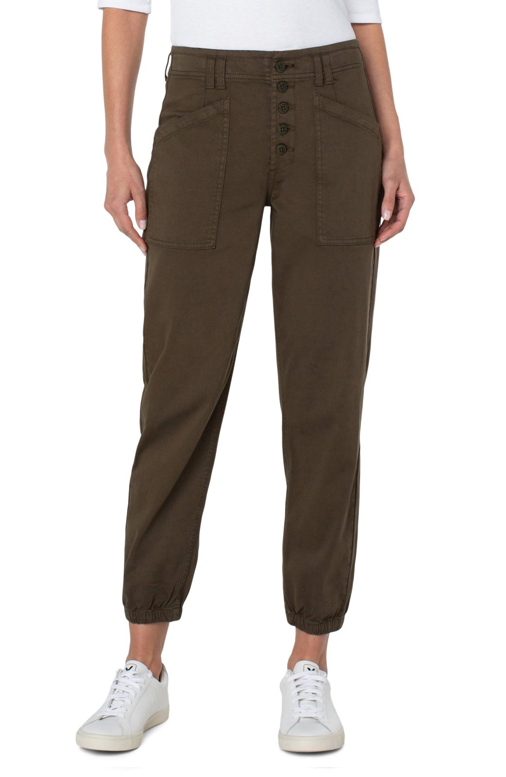 Jogger w/ Exposed Button Fly & Patch Pockets
