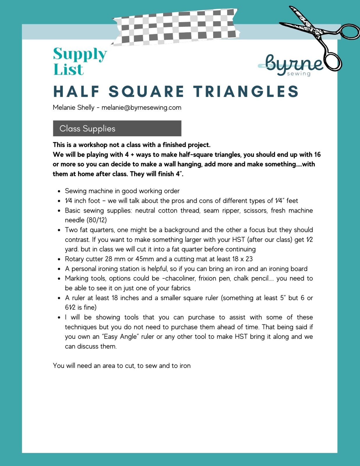 Half Square Triangle Technique Class