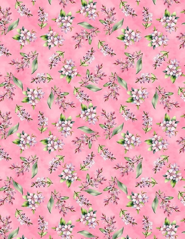 Dahlia Botanica Small Floral by Nancy Mink for Wilmington Prints 33925-337 Pink sold by the 1/2 yd.