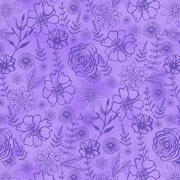 Fanciful Flight by Lori Seibert for Wilmington Prints  11177-660 Purple sold by the 1/2 yd.