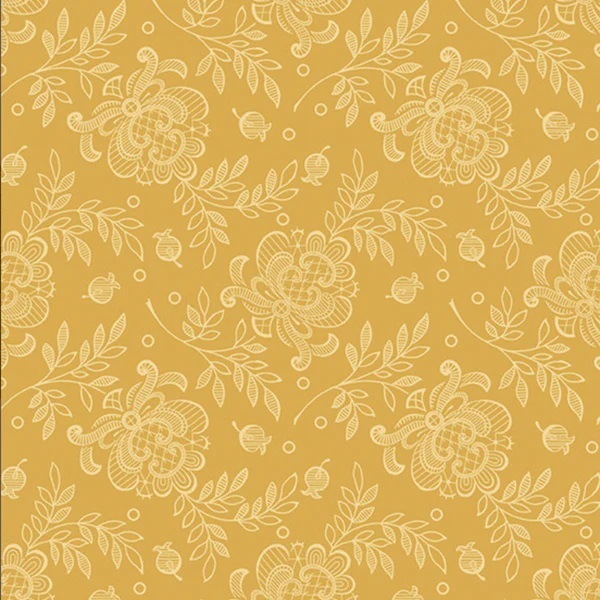 French Mill Lace Roses by Andover Fabrics A-738-Yellow sold by the 1/2 yd.