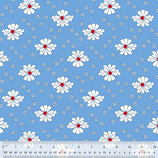 Garden Party by Whistler Studios for Windham Fabrics 539754  Blue Meadow sold by the 1/2 yd.