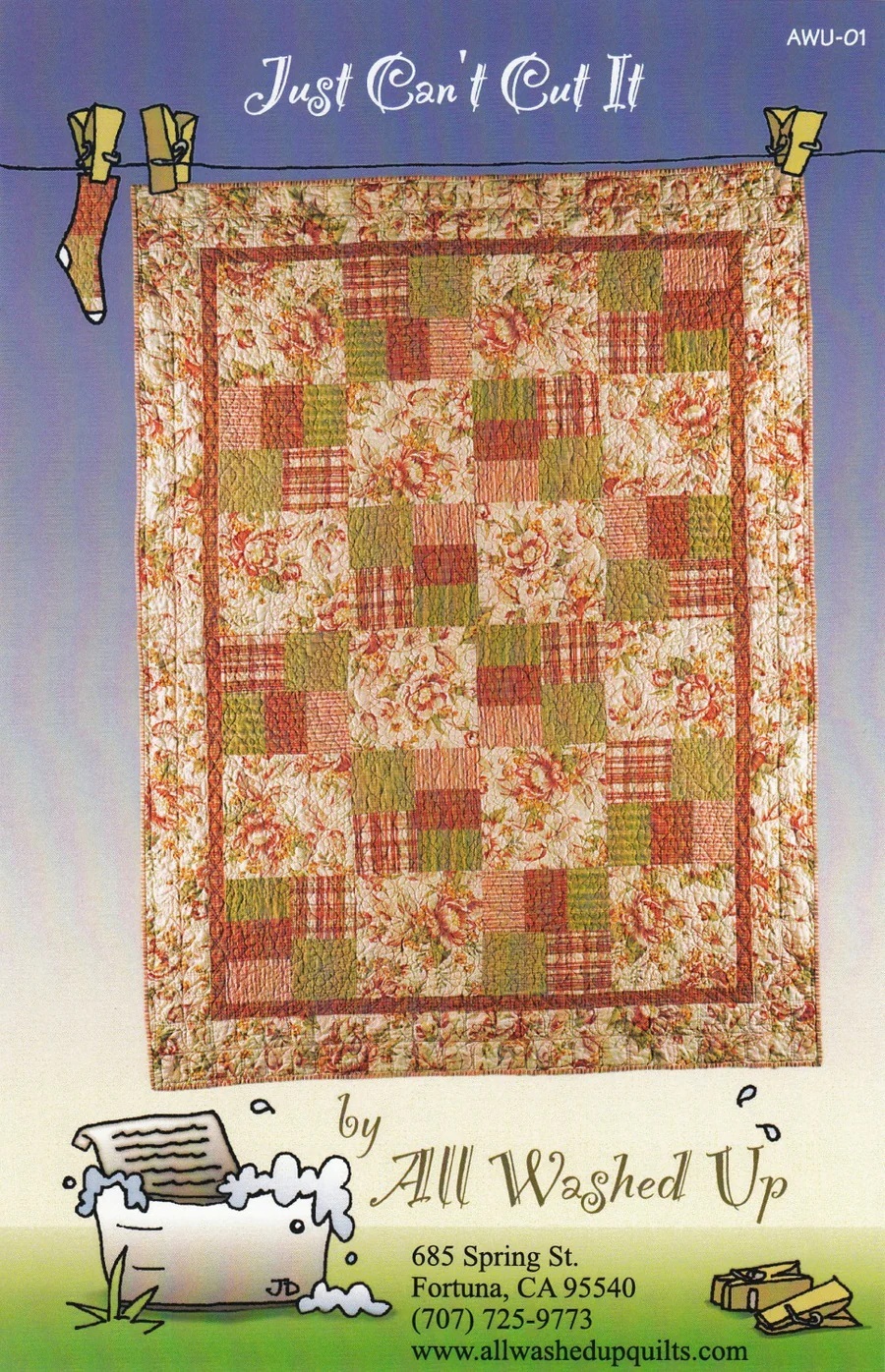 Just Can't Cut It Quilt Pattern by All Washed Up Quilts 63X87