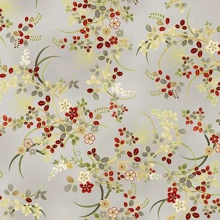 Kyoto Garden by Chong-A Hwang for Timeless Treasures CM1671 Silver sold by the 1/2 yd.