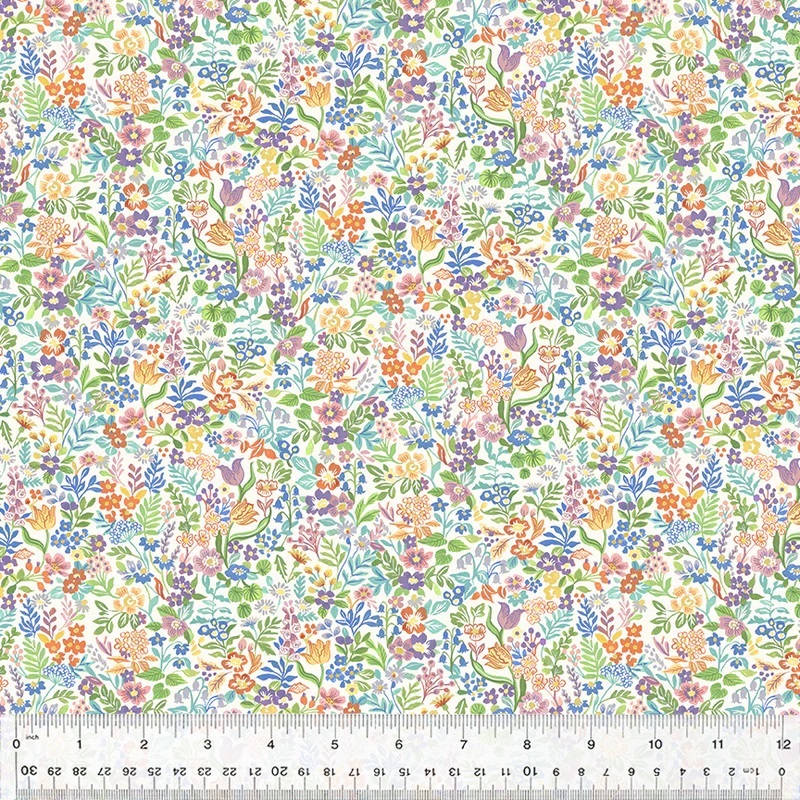 Robin by Clare Theresa Gray for Windham Fabrics 53843-1 Ivory sold by the 1/2 yd.