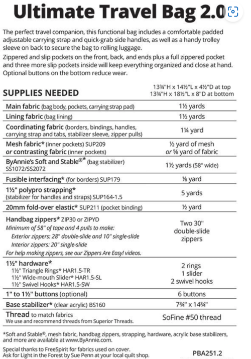ultimate travel bag material list