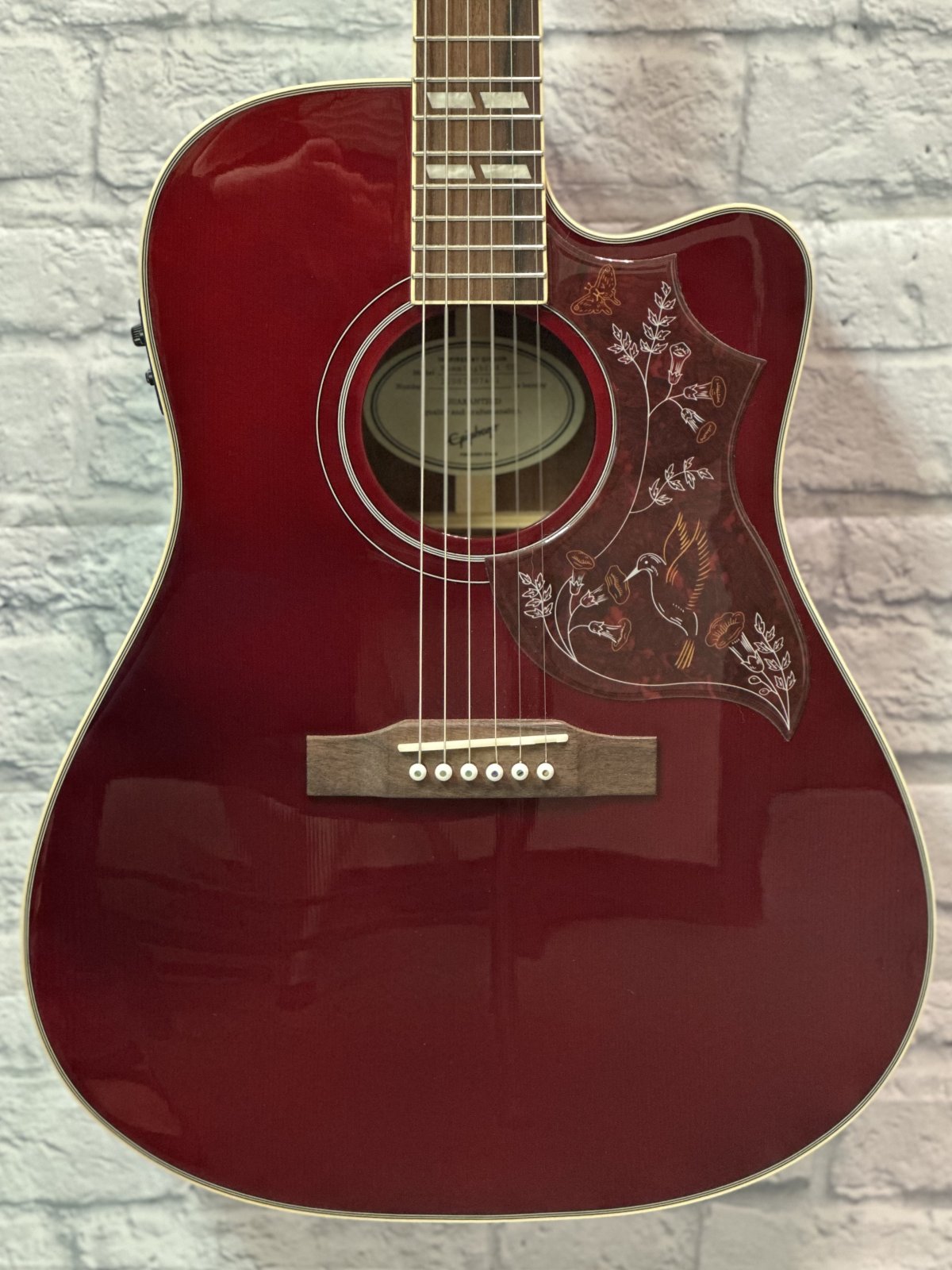 Epiphone Hummingbird EC Acoustic/Electric Guitar - Wine Red w