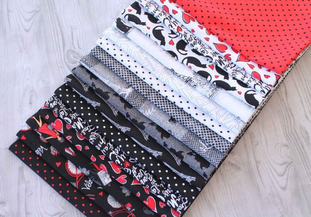 Bonjour - PROMO Fat Quarter Bundle - (17) 18 x 21 pieces - by Timeless Treasures - Paris, France, Eiffel Tower, French