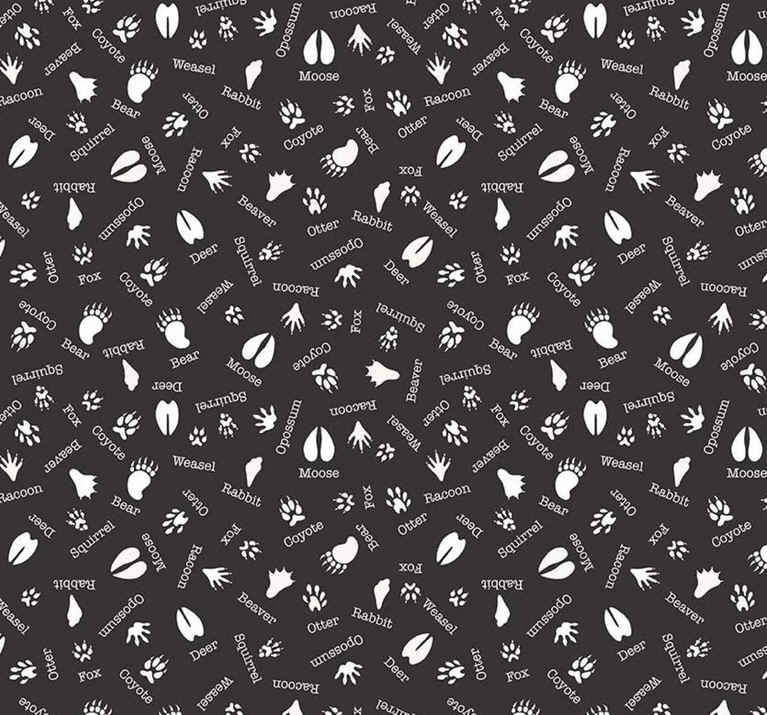 Riley Blake C11394 Into The Woods Animal Feet All Over - Black