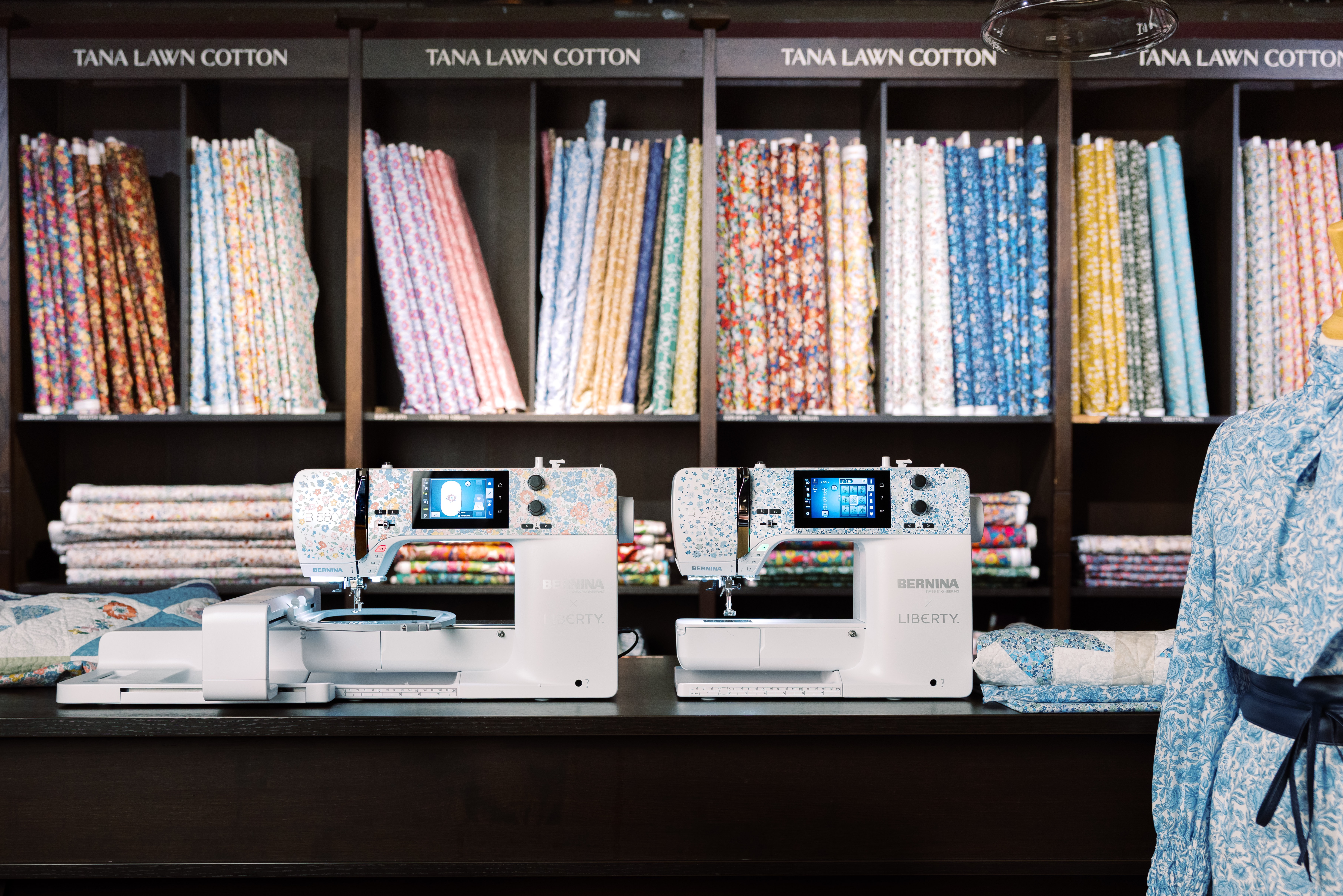 BERNINA x Liberty Edition sewing and embroidery machines on display