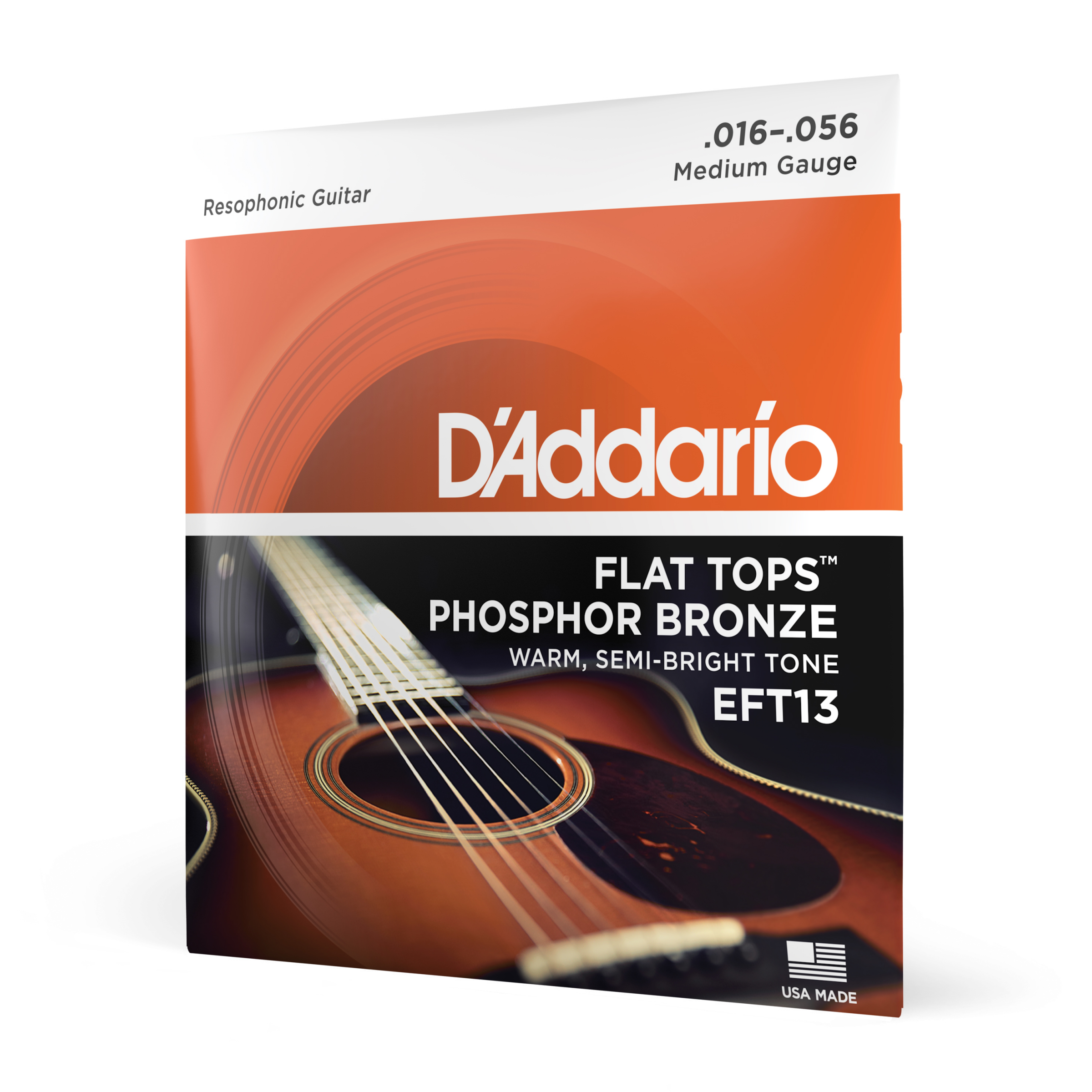 D'Addario EFT13 Flat Tops Phosphor Bronze Resophonic Guitar Strings Medium 16-56