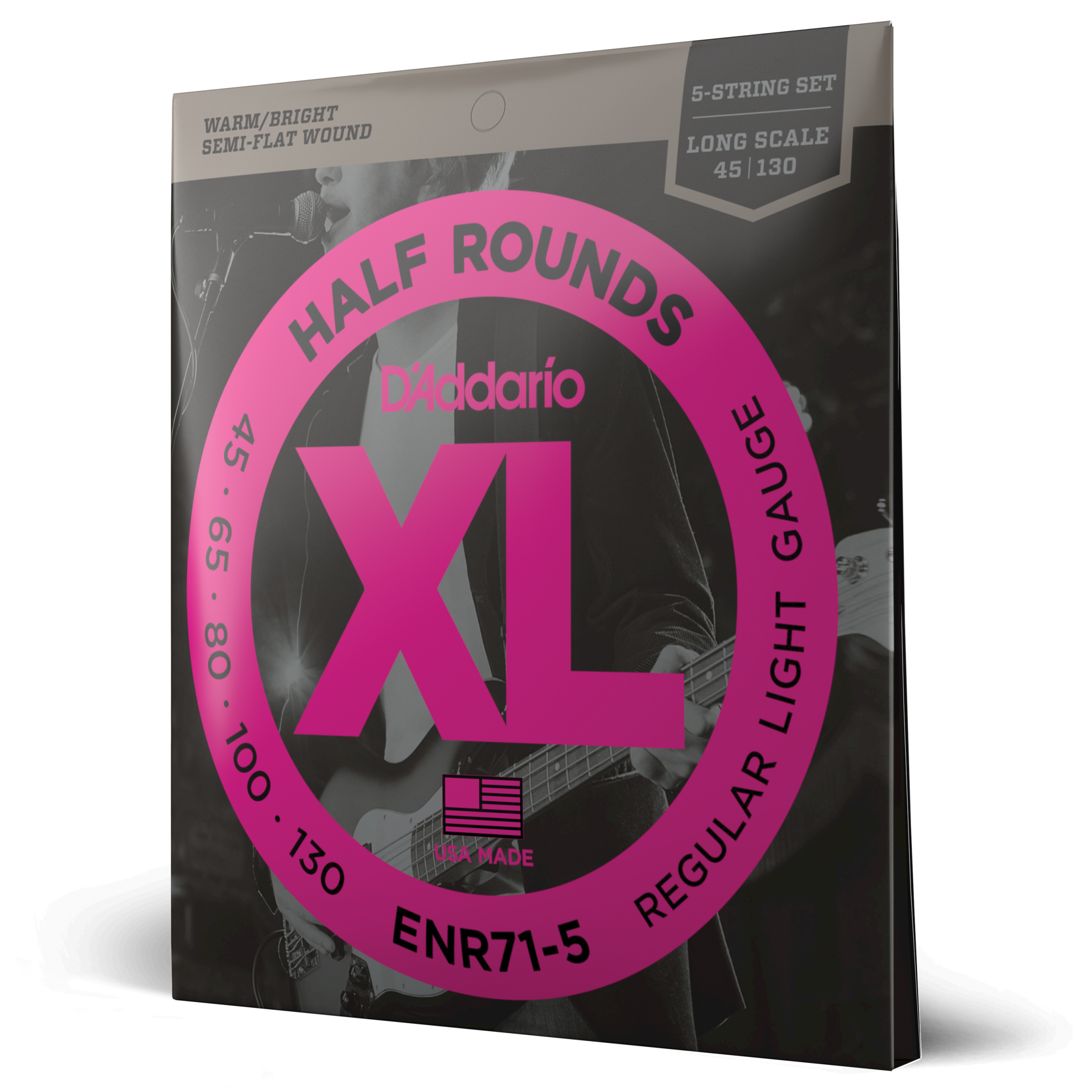 D'Addario ENR71-5 XL Half Rounds Bass Strings 5-String Long Scale Regular Light 45-130