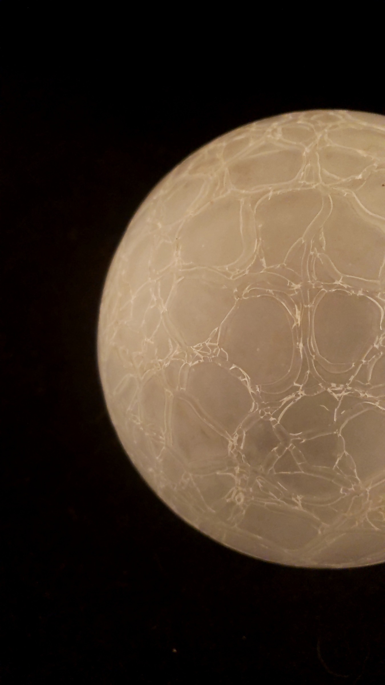 3.25LF 5 5/8H 6D Frosted Crackle Glass Art Deco Ball Globe or