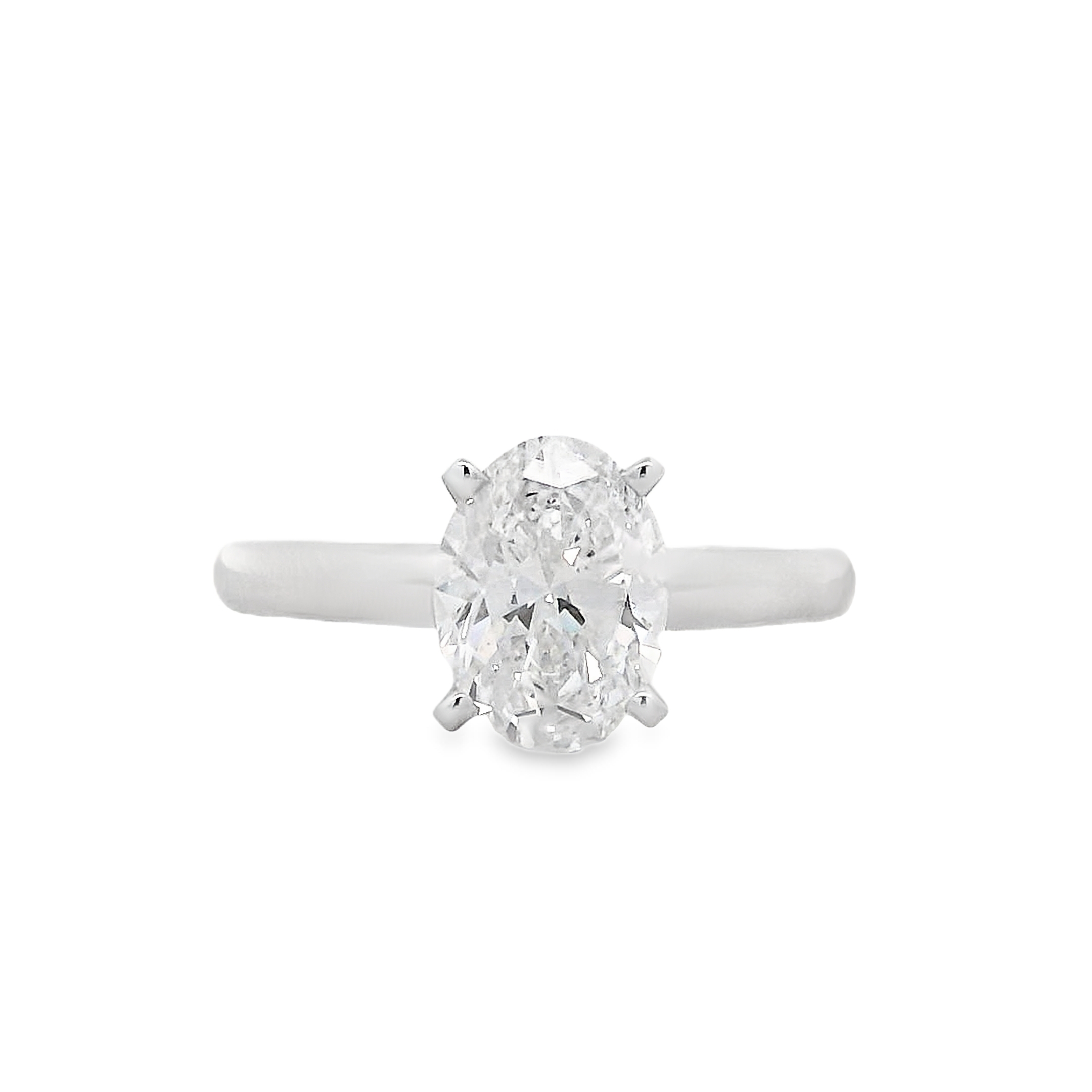 14K White Gold Lab Grown Oval Diamond Solitaire Engagement Ring 1.48ct - EGL Certified 