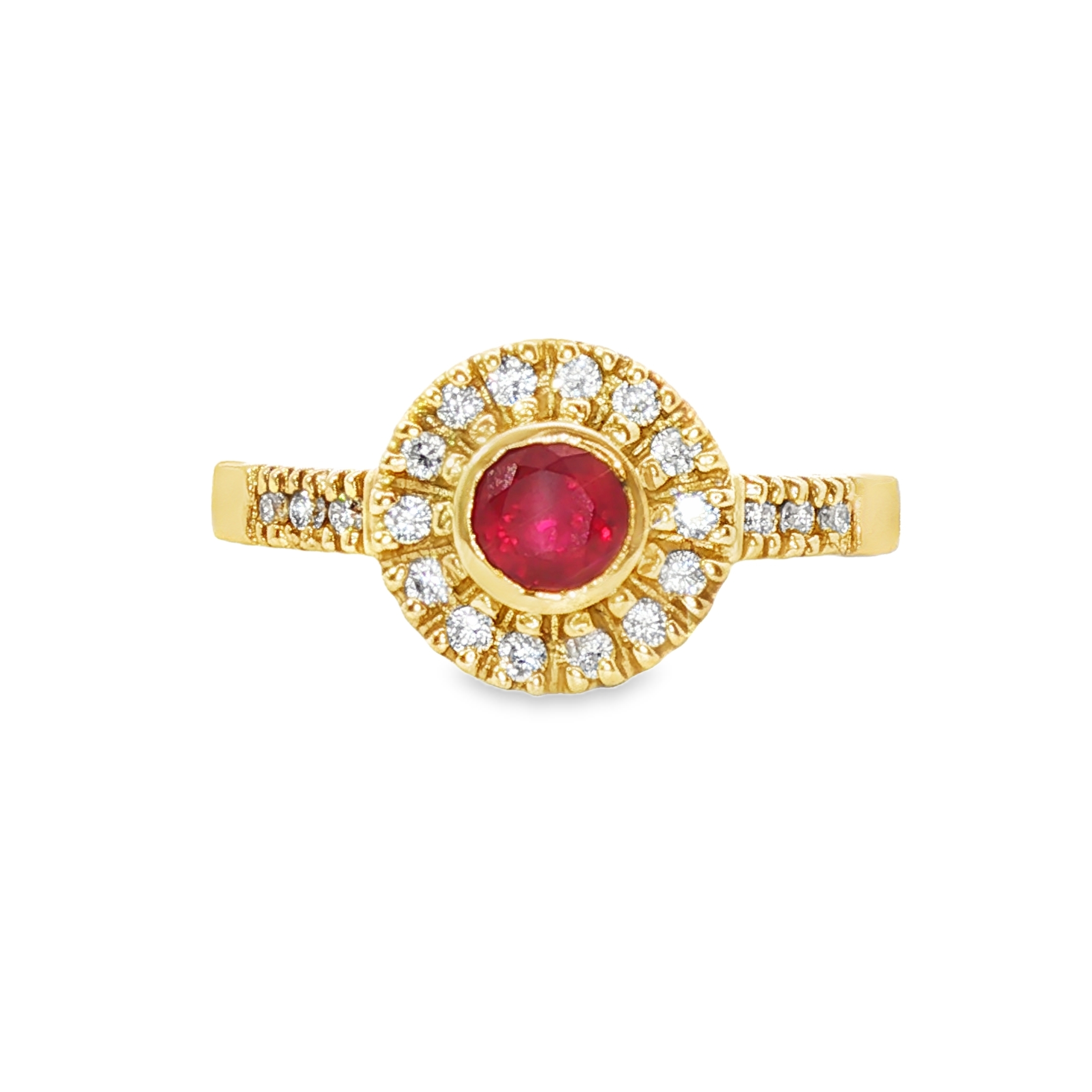 14K Yellow Gold Ruby and Diamond Vintage Ring 0.68ctw 
