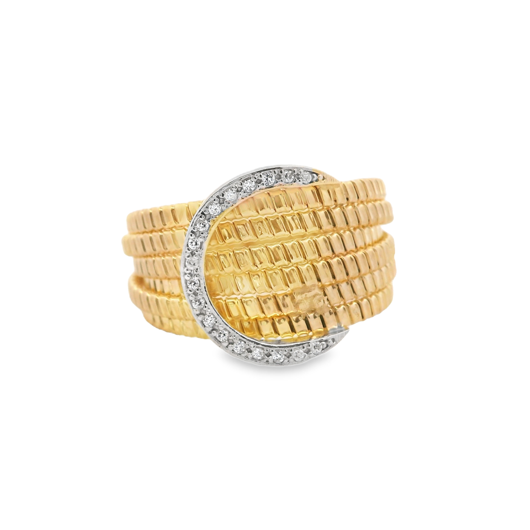Italian Silver/18K Yellow Gold Layered Ring by Marcello Pane - Size 8