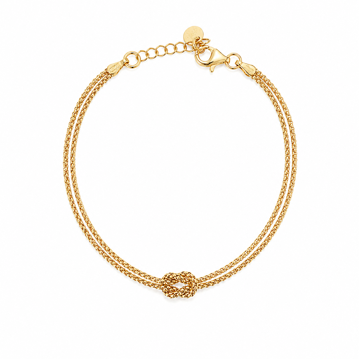Italian Silver/18K Yellow Gold Love Knot Popcorn Link Bracelet by Marcello Pane 