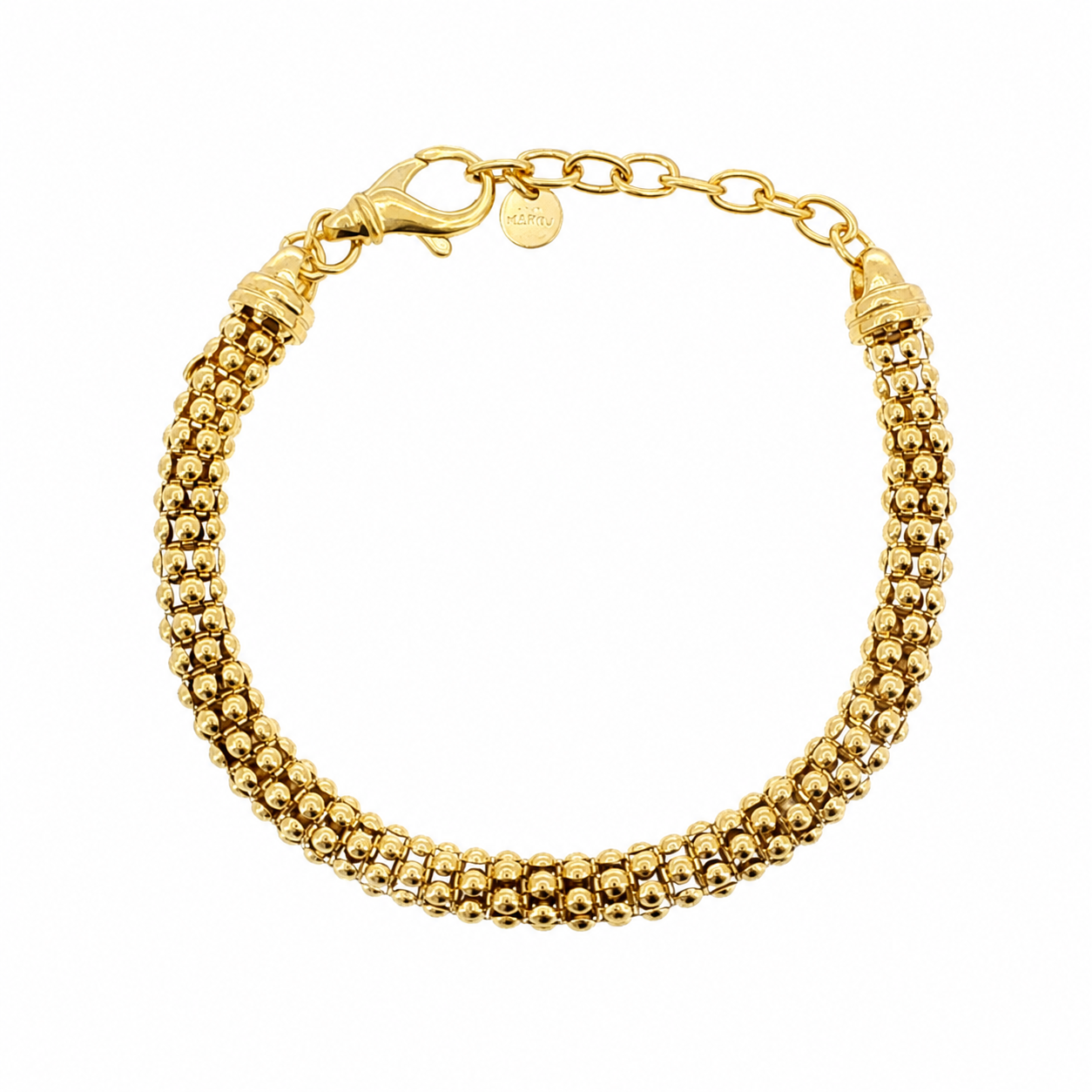 Italian Silver/18K Yellow Gold X-Large Popcorn Link Bracelet by Marcello Pane 