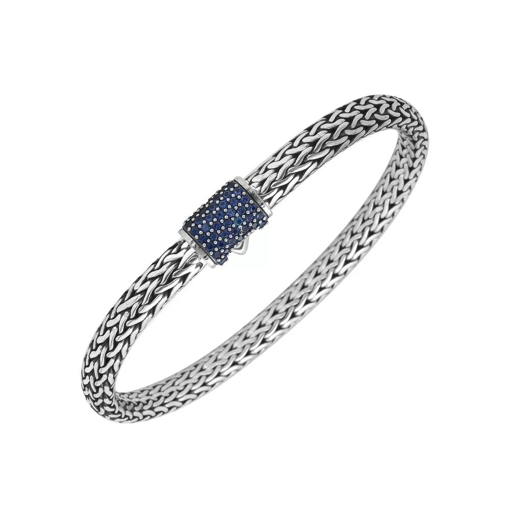 Silver Bali Bracelet w/Blue Sapphire - 7
