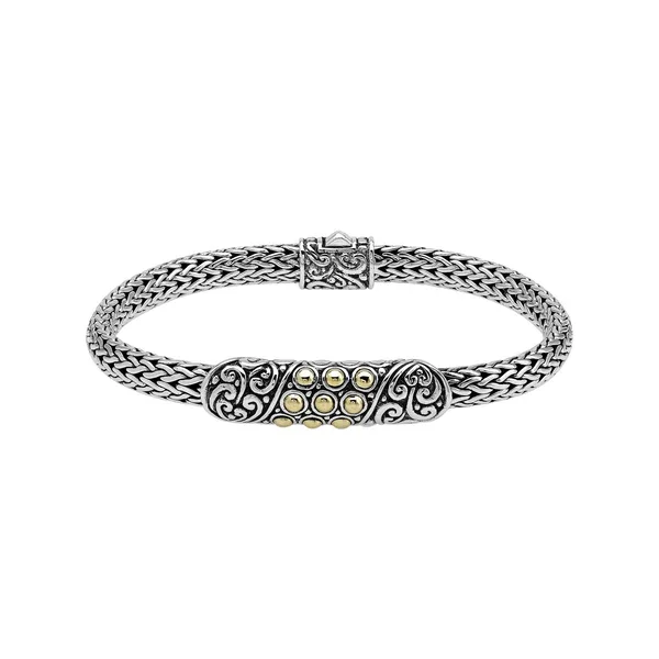 Silver & 18K Yellow Gold Bali Bracelet - 8.5