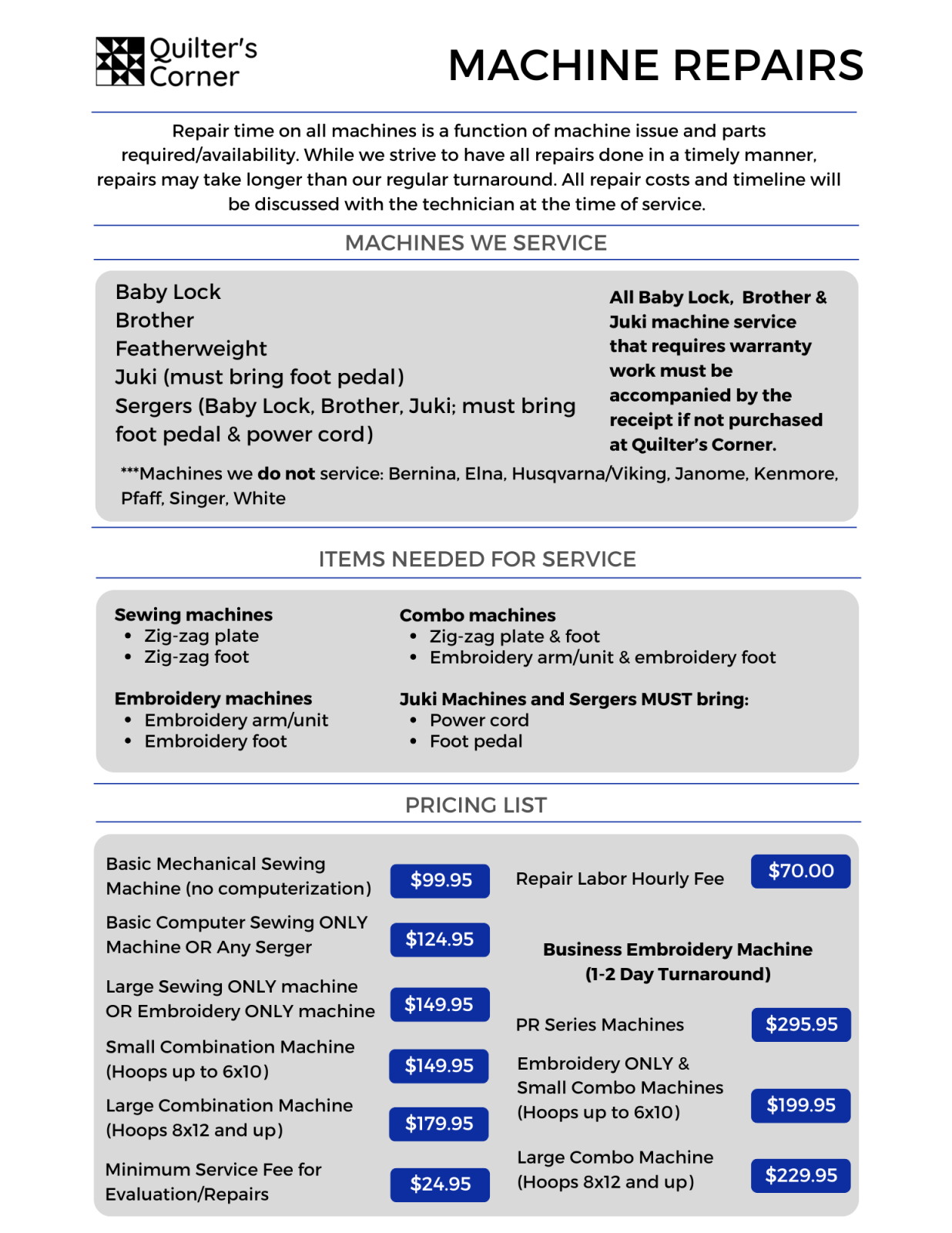 Updated July2025 Repairs