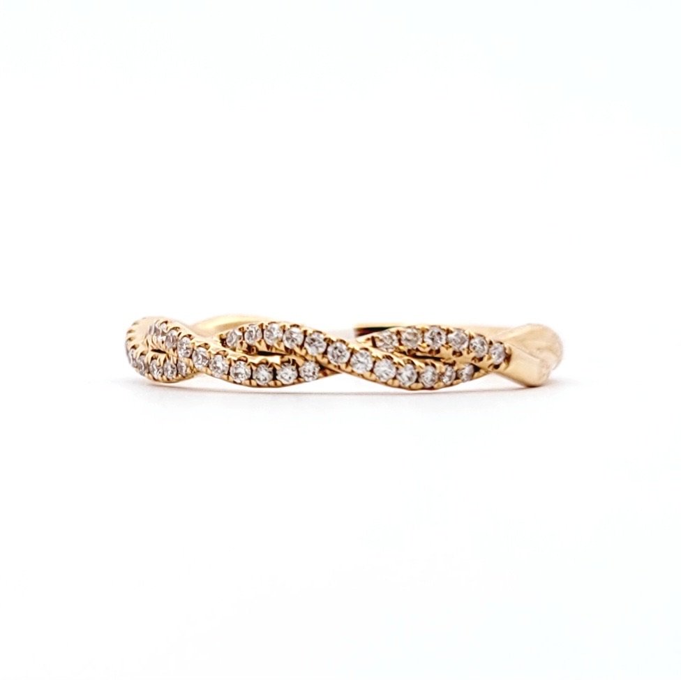 18KY Round brilliant cut diamond infinity style band. 0.49R