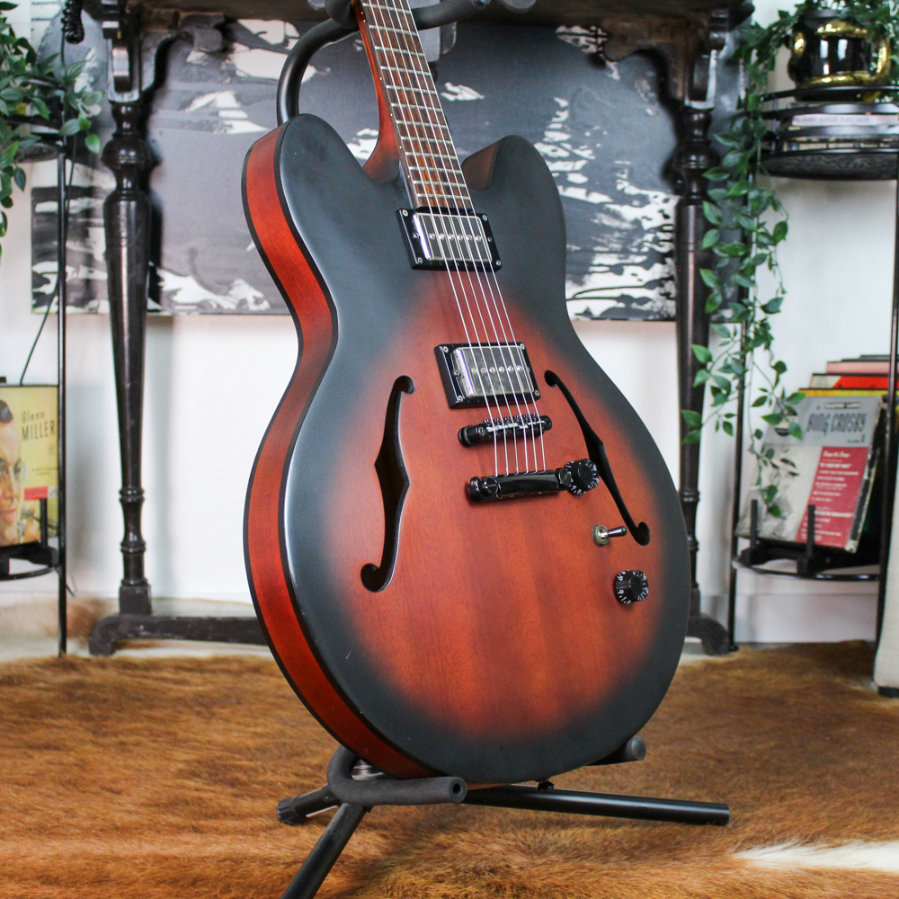 Preowned 2009 Epiphone Dot Studio -- Worn Vintage Burst -- Upgraded Seymour Duncan Phat Cat P90s 