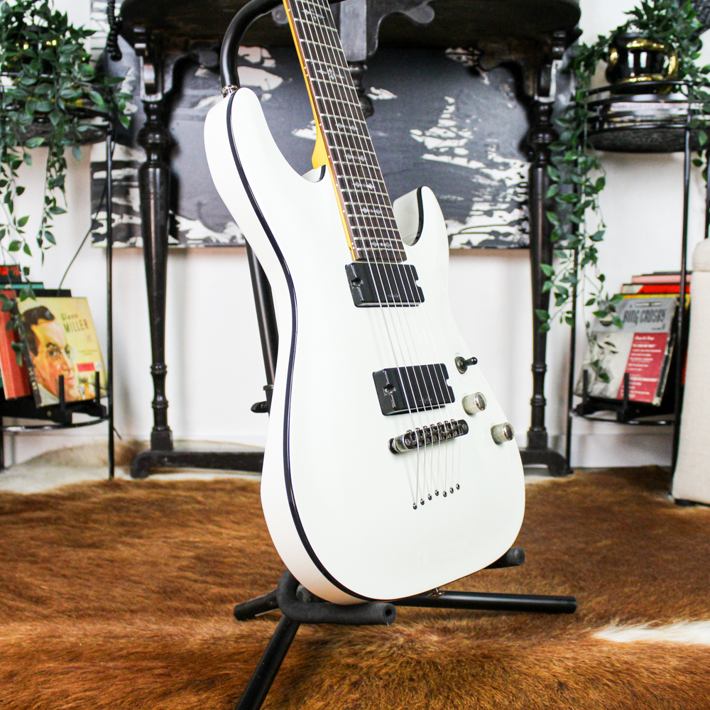 Preowned 2019 Schecter Demon-7 7-String Electric Guitar - Vintage White