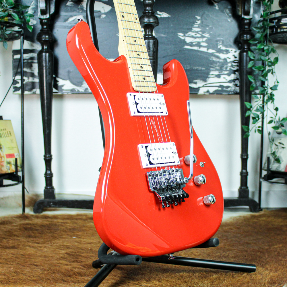 Preowned Kramer Pacer Classic Solid Body Electric Guitar w/ Floyd Rose - Present Scarlett Red