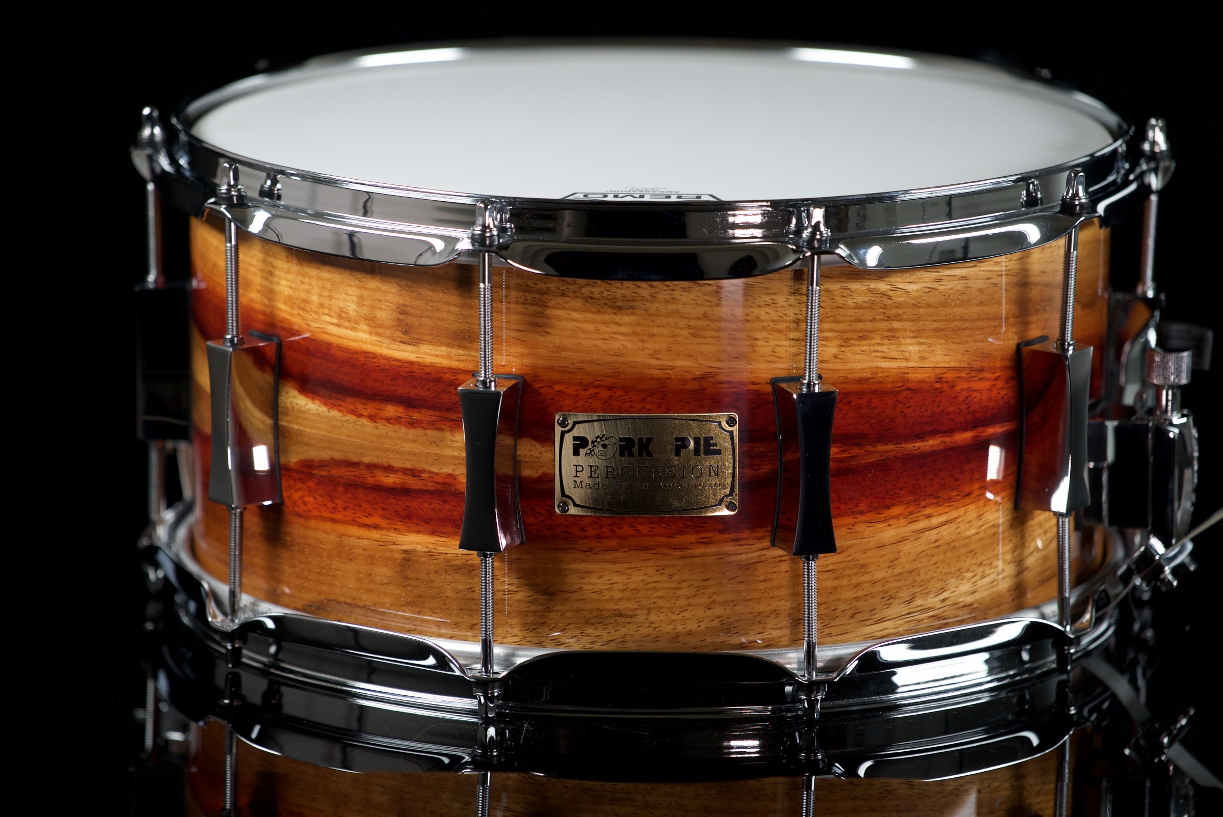 Pork Pie Percussion 7” x 14” Custom Snare Drum, 10-ply Maple, Padauk Veneer