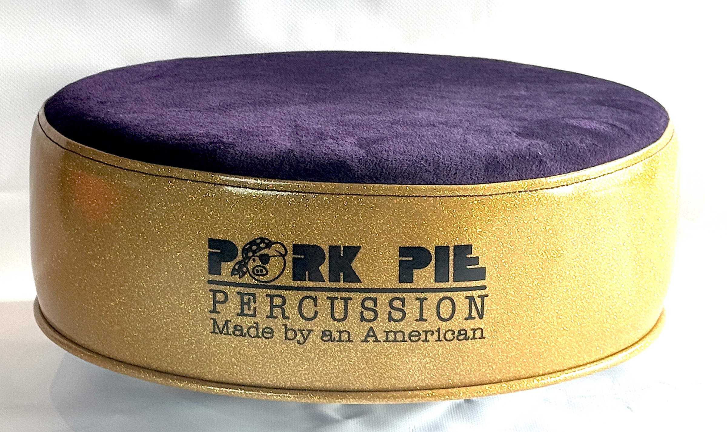 Pork Pie Percussion Custom Throne (TOP ONLY) in Purple Velvet Top and Gold Sparkle Side