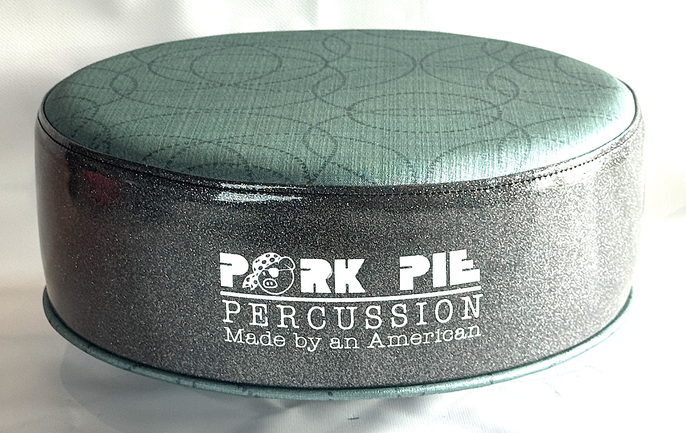 Pork Pie Percussion Custom Throne (TOP ONLY) in Vinyl Aqua Circle Top and Grey Sparkle Side