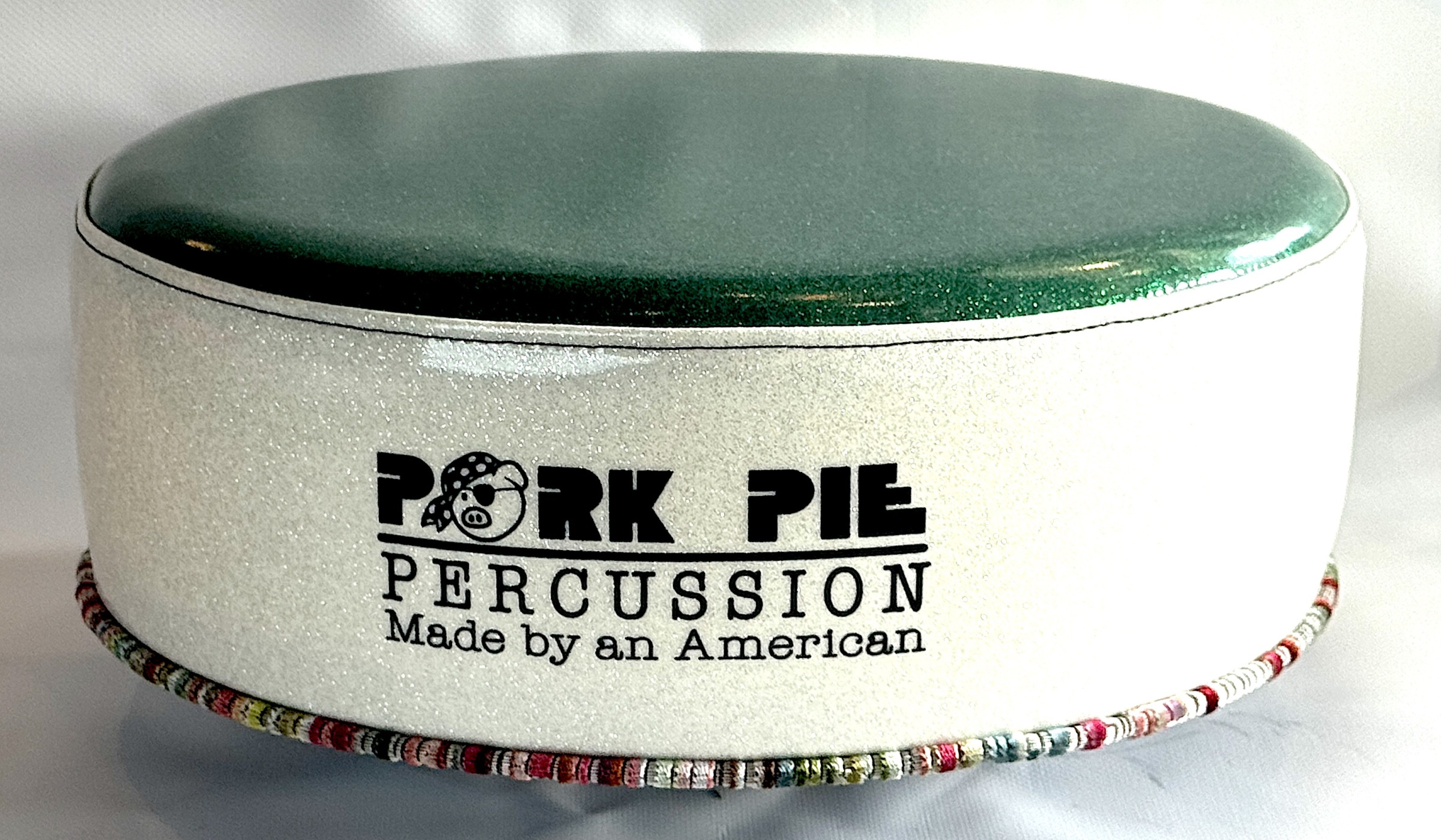 Pork Pie Percussion Custom Throne (TOP ONLY) in Vinyl Green Sparkle Top and White Sparkle Side