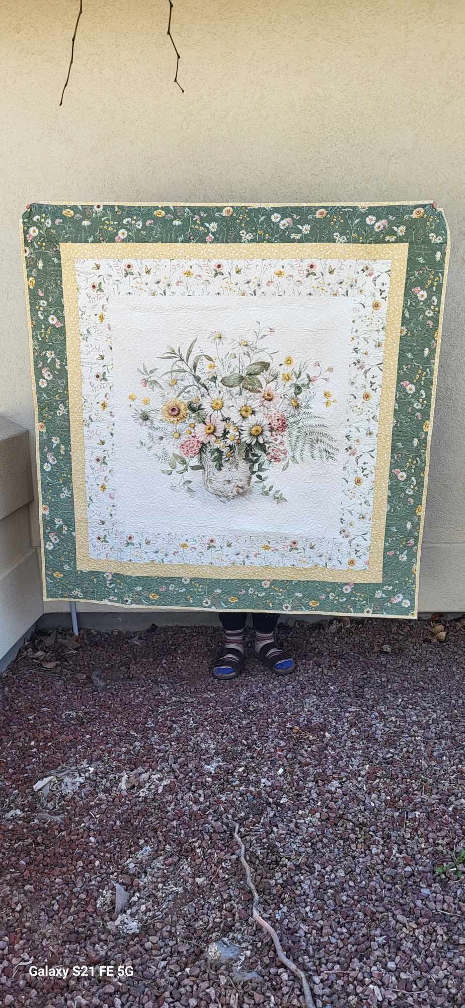 Love Me More Daisy Panel Quilt- 55 x 55 SHOP SAMPLE