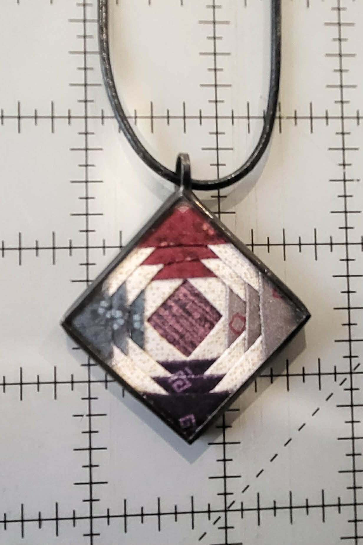 Me & My Stitches 1 1/4 Paper Pieced Pendant with 20 leather cord #1