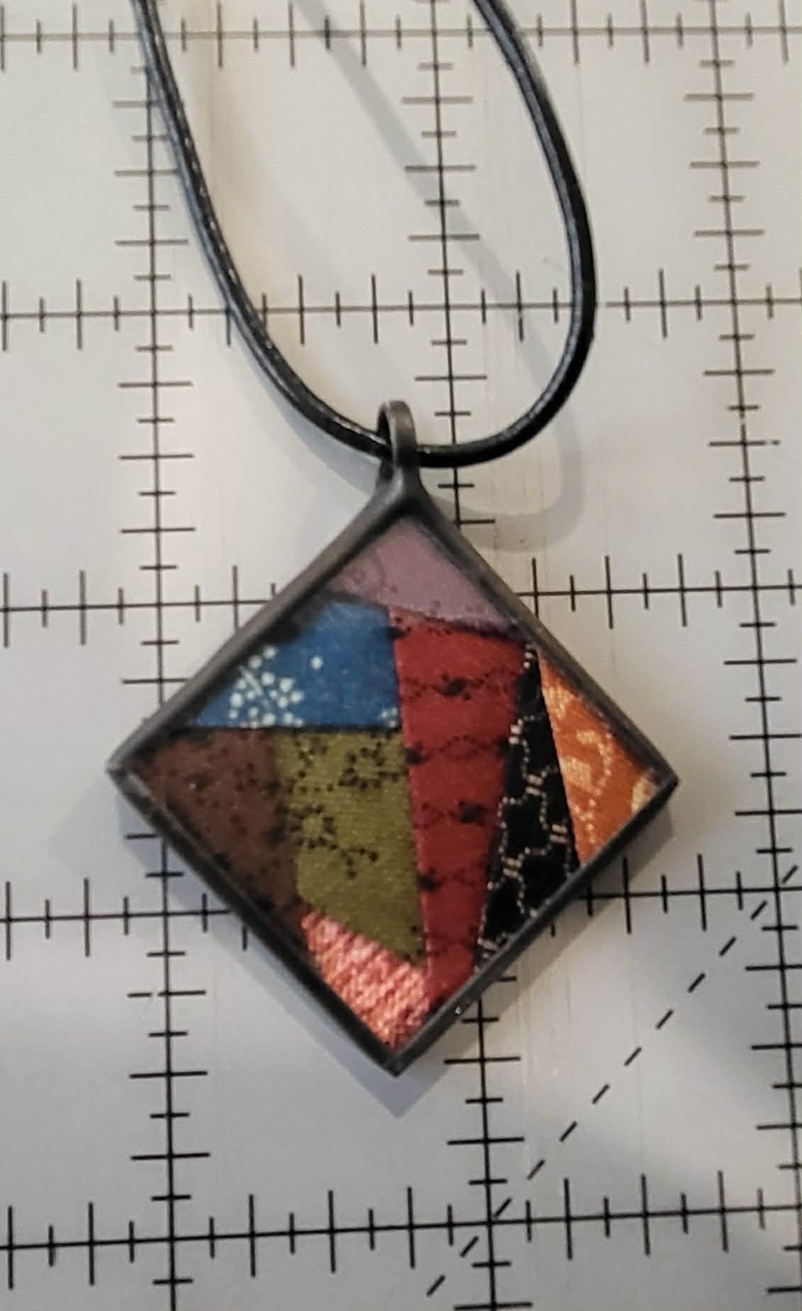 Me & My Stitches 1 1/4 Paper Pieced Pendant with 20 leather cord #2