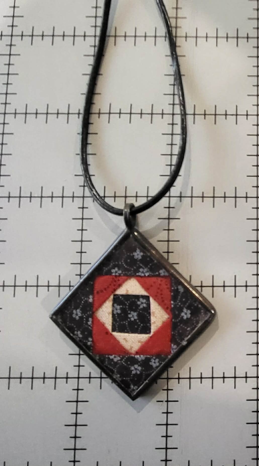 Me & My Stitches 1 1/4 Paper Pieced Pendant with 20 leather cord #3