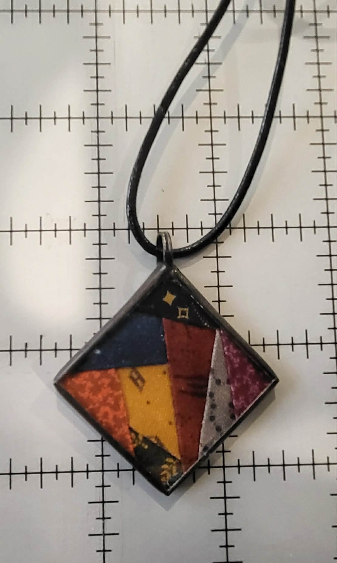 Me & My Stitches 1 1/4 Paper Pieced Pendant with 20 leather cord #5