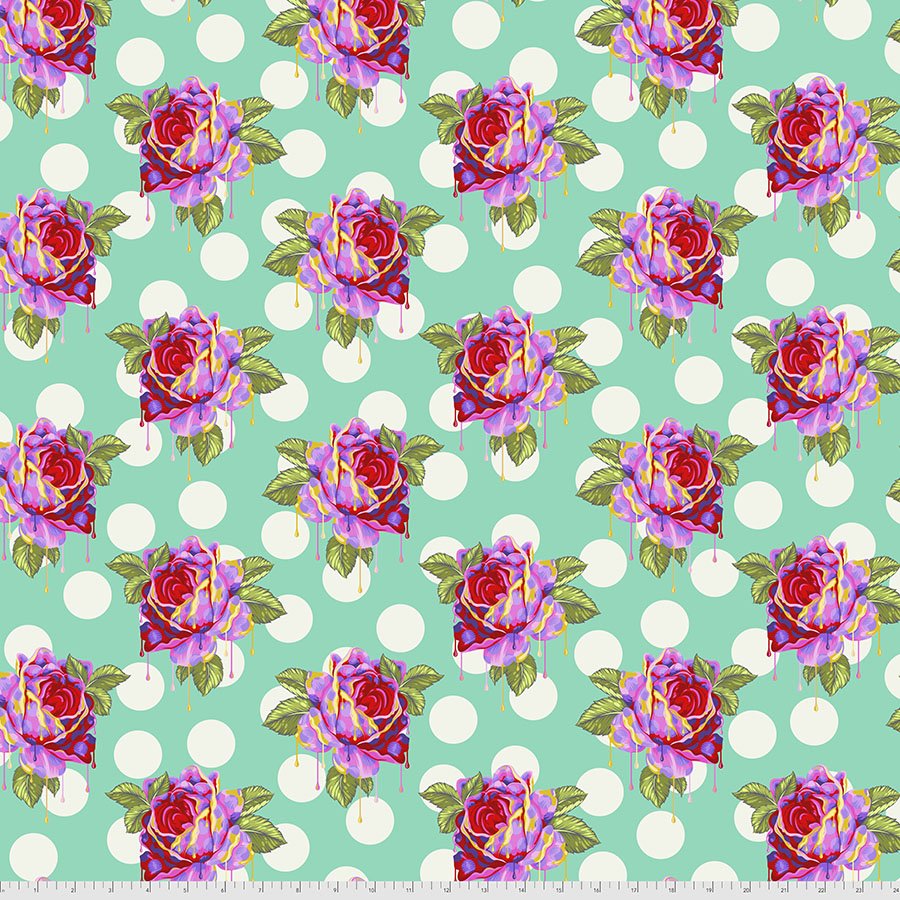 Tessuto Floreale ABAKUHAUS 10 Metri – Vintage Tea Cups Roses, Maglia Elasticizzata 230 Cm Larghezza, Verde E Rosa