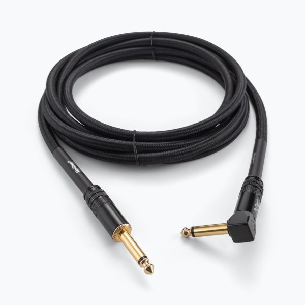 On-Stage Production-Grade Braided Instrument Cable (Right Angle to Straight) 10 ft
