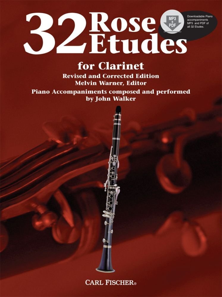 Rose 32 Etudes For Clarinet (Revised and Corrected Edition - Melvin Warner, Editor, Optional Piano)