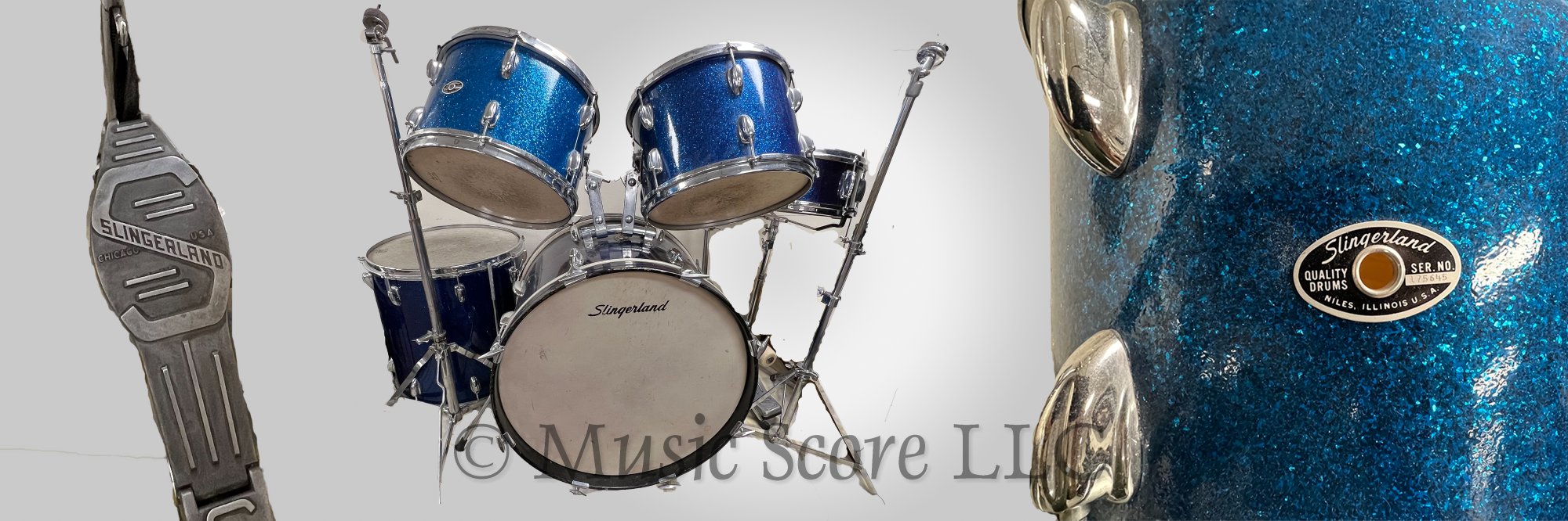 マイクスリンガーランド　5’3 Vintage Slingerland 5-piece Blue Sparkle Drum Set with