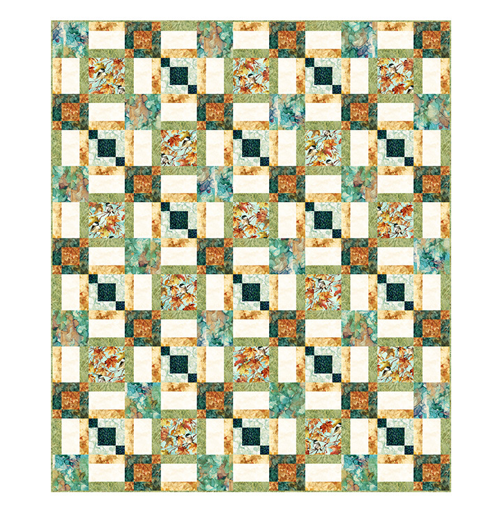 Keep On Rolling Autumn Breeze Quilt Kit (Queen Size 90x102)