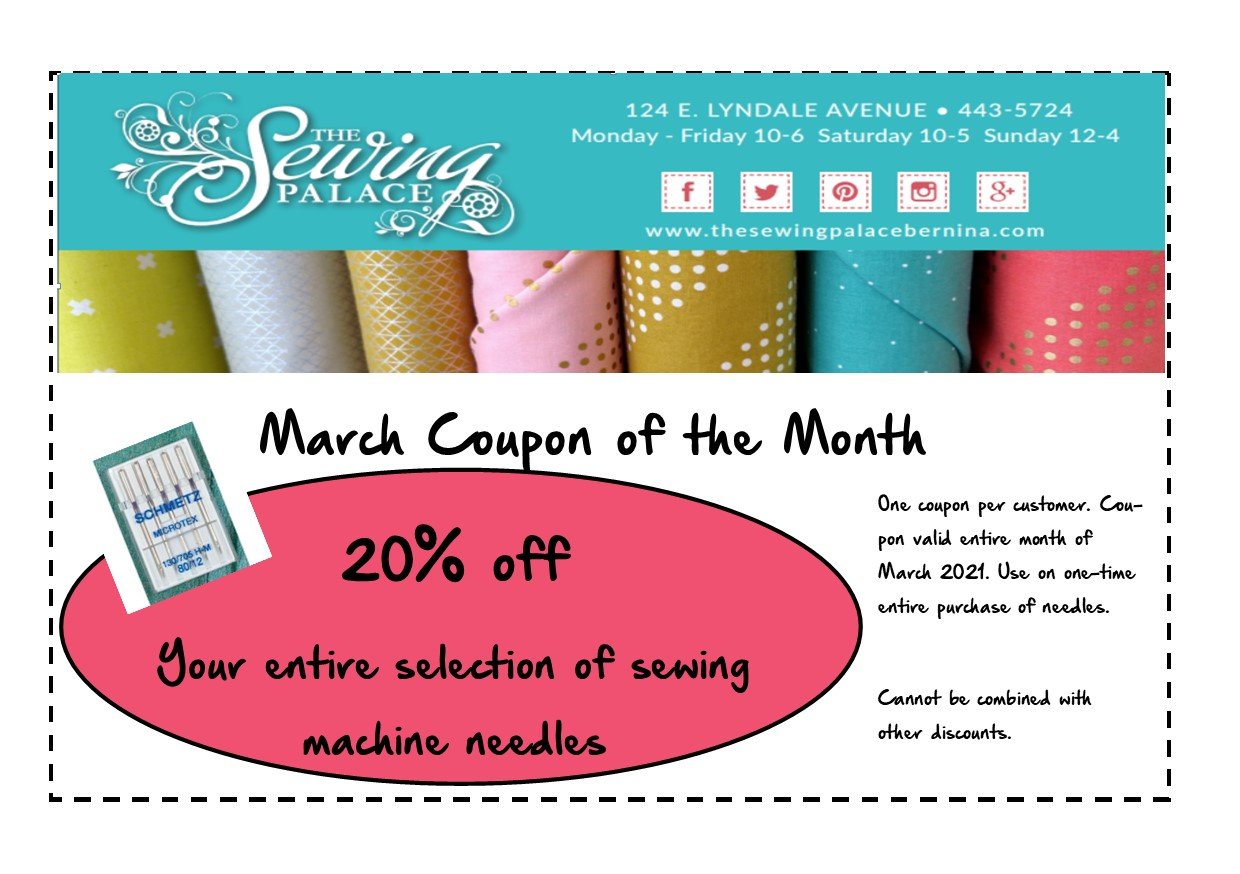 Coupons for sewing, monthly coupons, sewing machine coupons, Bernina