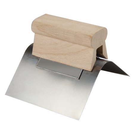 4 x 2 1/2R Stainless Steel Outside Corner Tool with Wood Handle
