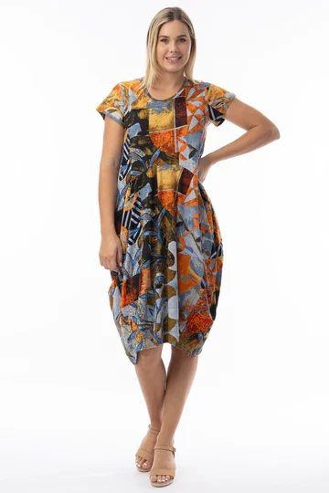 20-148 SS BUBBLE DRESS SIDE POCKETS ORG COTTON