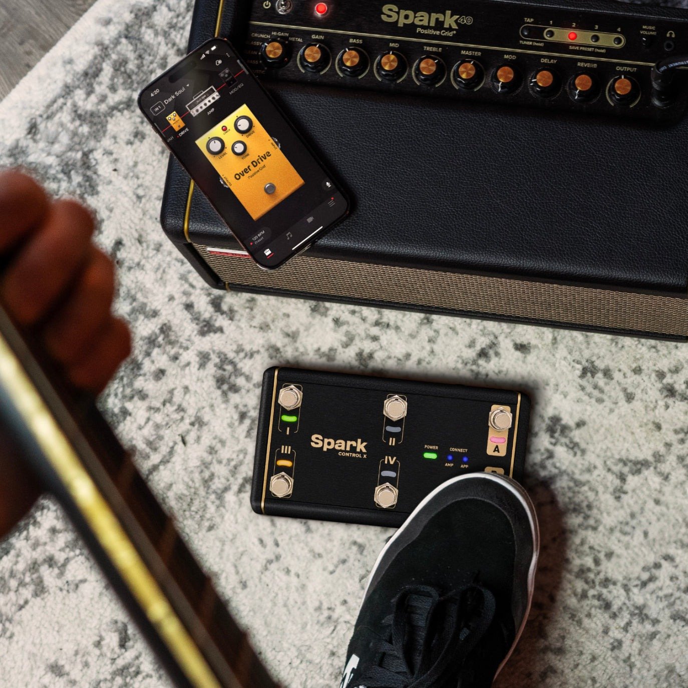 セットPRSSE Custom 24 positive grid spark40 PRS SE Custom 24 Quilt Electric Guitar - Black Gold Sunburst