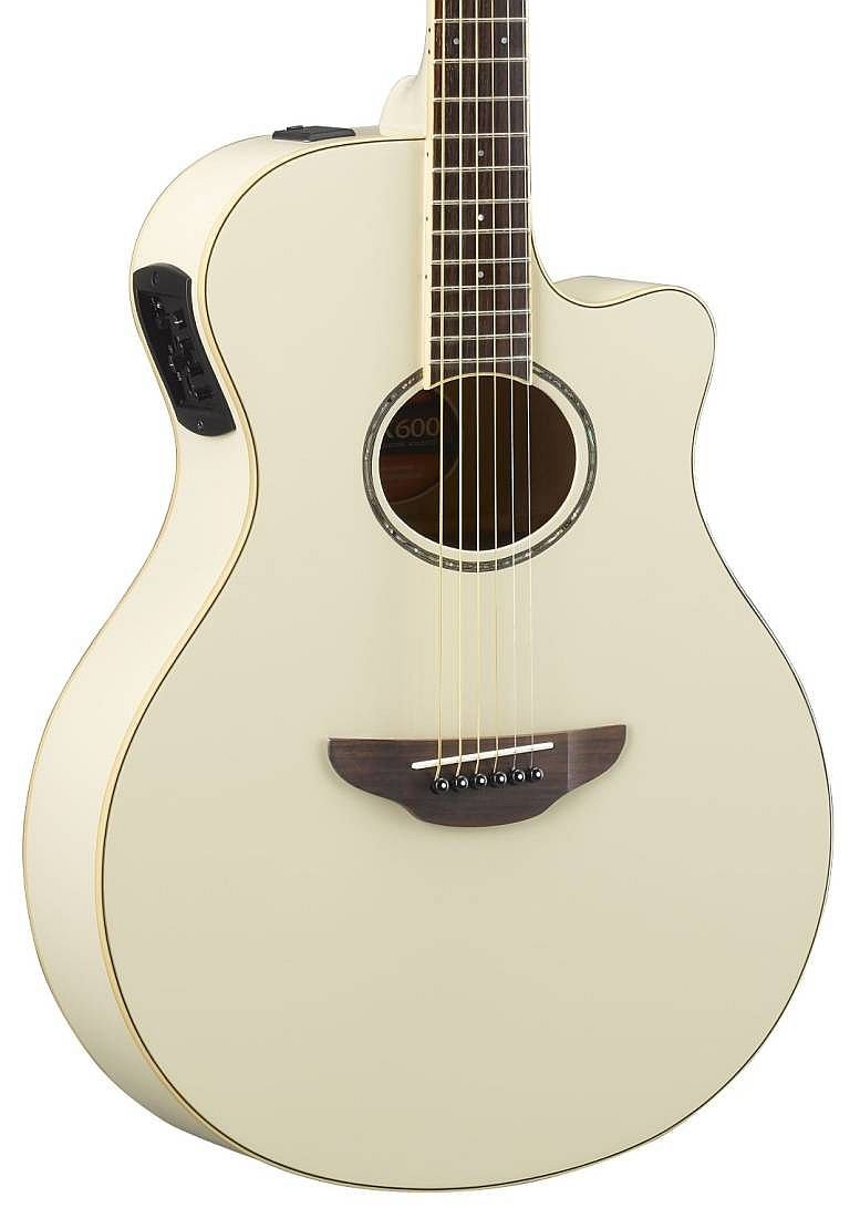 Yamaha #APX600VW - Vintage White Thinline Cutaway Acoustic